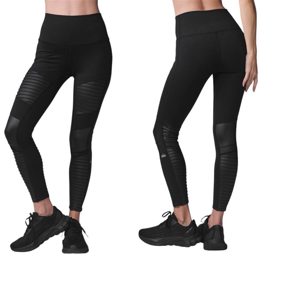 Alo Yoga 7/8 High-Waist Moto Legging Black Sz XS (No Tag) 7/8 Length